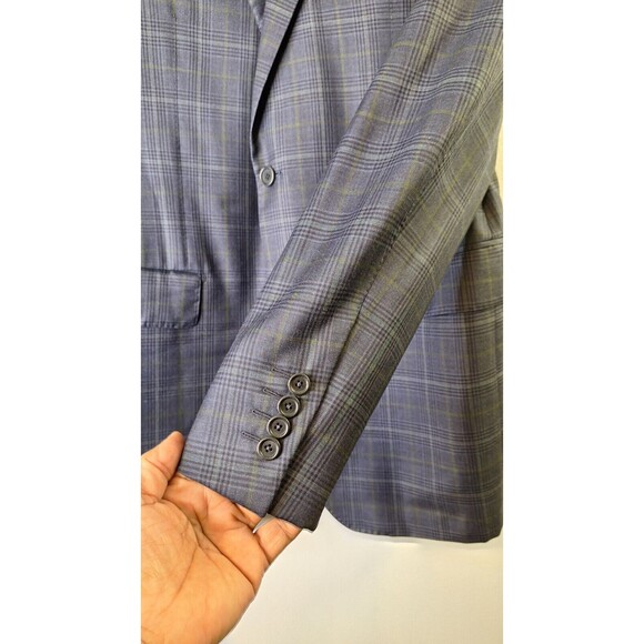 SARTORIA PARTENOPEA NAPOLI Men's 54L Sport Coat Blazer Wool Navy Check Business - Picture 10 of 16